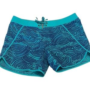 Patagonia Women's Wavefarer 5"  Lace up waist Board Swim Shorts Blue SZ 10
